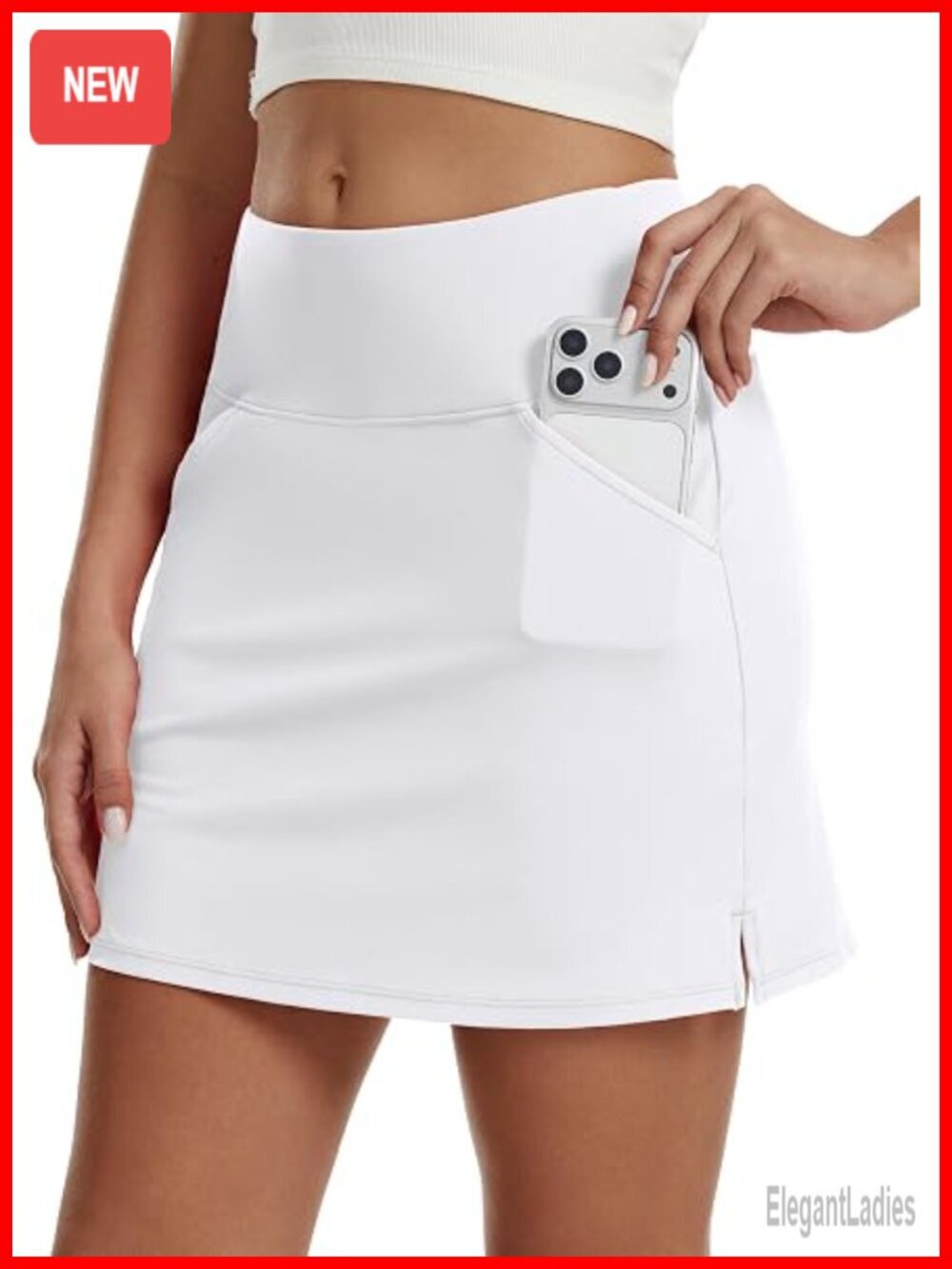 High Waisted Skort with 4 Pockets 17" Golf Tennis Skirt